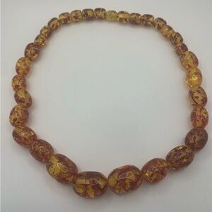 Orange Beaded Necklace with Red Accents